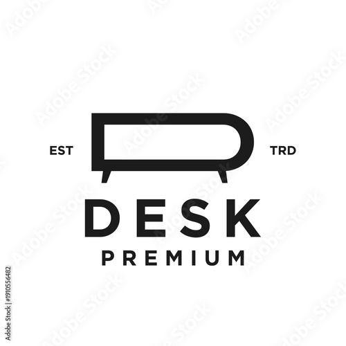 Modern Minimalist Desk Premium Logo Design with Stylized Letter D Icon