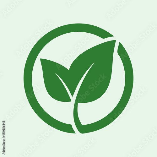 Minimal leaf icon inside soft circle representing eco, organic, and sustainability concepts. Perfect for green business, wellness brands, environmental apps, and clean flat vector design projects.
