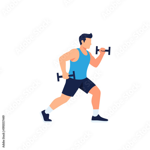 Strength Training Workout Man with Dumbbells