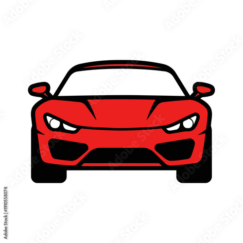 Red Sportscar Front View Automotive Concept