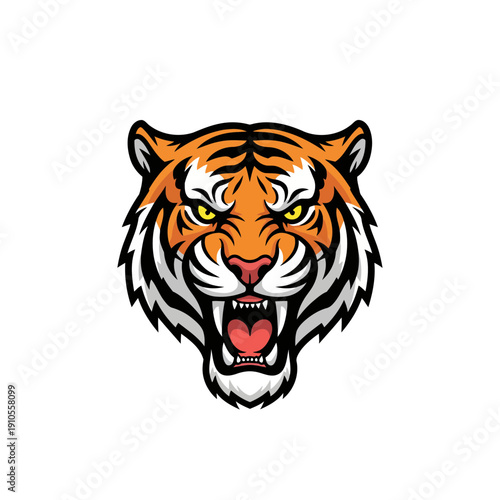 Roaring Tiger Head Mascot Emblem