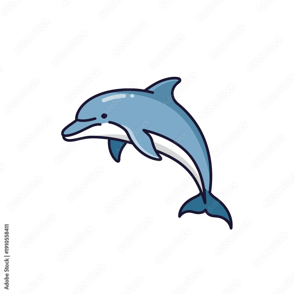 Obraz premium Cartoon Dolphin Jumping Simple Flat Style Icon