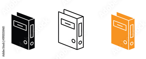 Binder icons. office binder icons for organization and business use. Vector linear icon isolated on white background.