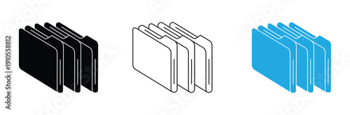 Folder icons. File folder icon set. Design for app, logo etc. Vector EPS 10