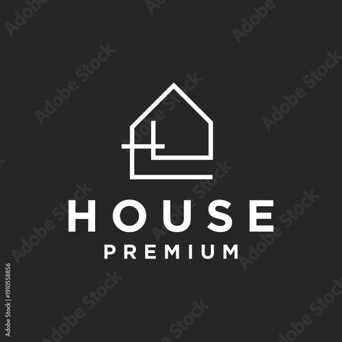 Premium Minimalist House Line Art Logo Design for Real Estate and Property Branding