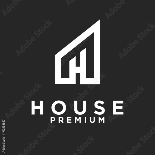 Modern House Logo Design with Letter H, Premium Real Estate and Architecture Icon