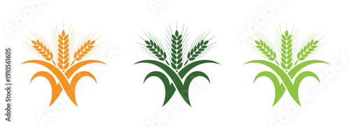 Vibrant wheat icon. Wheat grain logo illustration agriculture farm harvest vector design icon eps silhouette. 