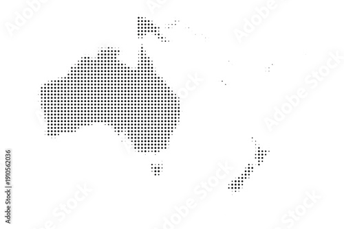australia oceania halftone dotted map continent black dots abstract vector illustration