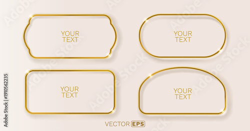 Collection of shiny golden frames in various elegant shapes.