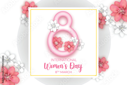 International Women's Day 8th March with Pink Flowers