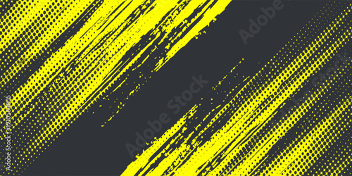 Dots halftone yellow and dark blue color pattern gradient grunge texture background. Dots pop art sport style vector illustration.
