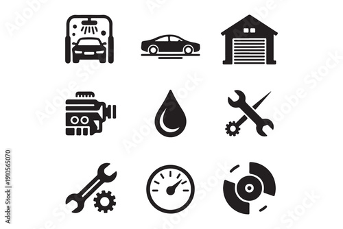 Automotive Service and Car Maintenance Icons Set