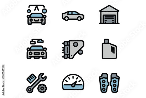 Automotive Service and Car Maintenance Icons Set