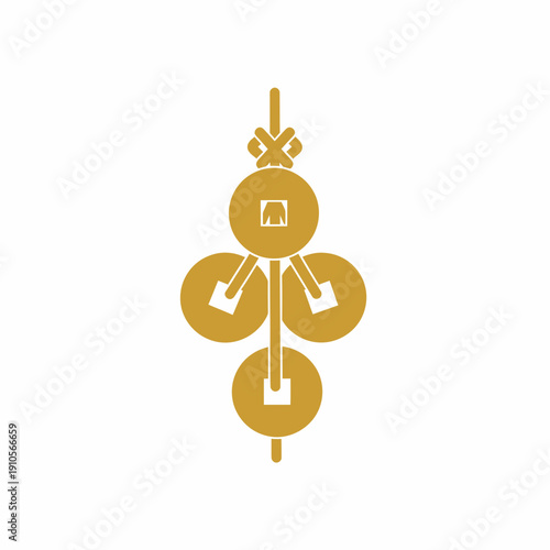 Traditional Chinese lucky charm or ornament featuring stacked coins, symbolizing wealth and good fortune