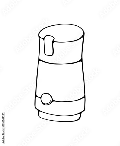 Hand Drawn Vintage Coffee Grinder Minimal Line Art Kitchen Illustration