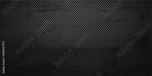 Seamless dark industrial backdrop featuring a grid mesh pattern of black carbon fiber and metallic gray steel textile textures