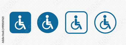 Wheelchair symbols. Accessibility. Inclusion. Vector illustration