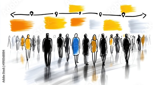 People walking in a documenting a group of individuals moving forward in a structured formation