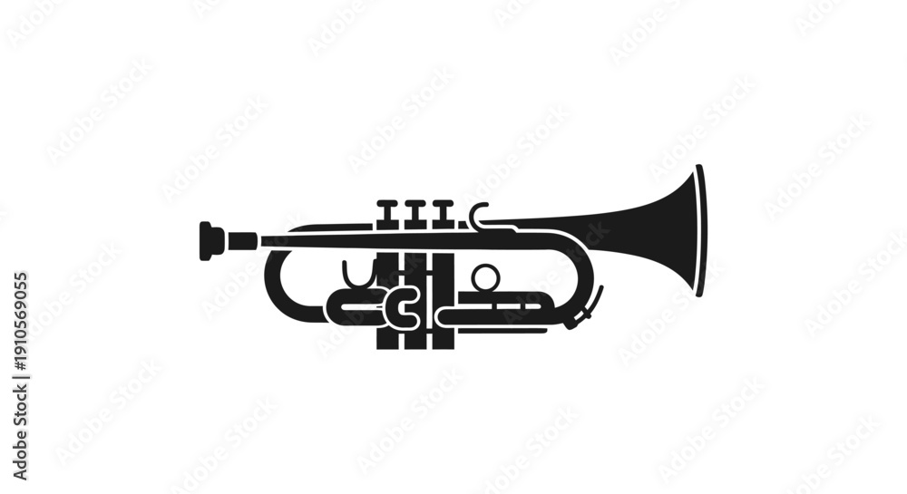 Naklejka premium Black Trumpet Instrument Close Up.