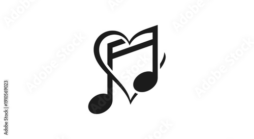 Music note in heart shape symbol.