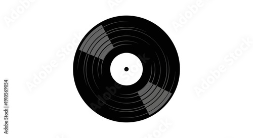 Black vinyl record on white background.