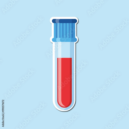 Blood Sample: A graphic illustration showcasing a medical vial filled with blood sample, ready for medical tests and diagnostics.