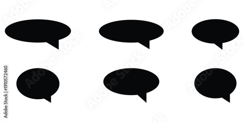 Dark black massage box icon set. Chat box icon set on white background.  Comment box icon set on white background. Chatting speech icon set on white background. EPS 10. 