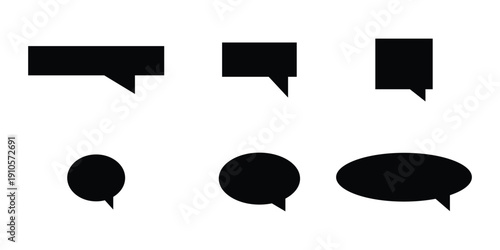 Dark black massage box icon set. Chat box icon set on white background.  Comment box icon set on white background. Chatting speech icon set on white background. EPS 10. 