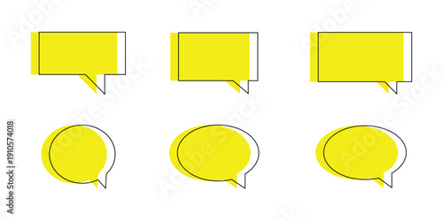 Yellow 3d shape massage box icon set on white background. Vector isolated reply icon set on white background. EPS 10. 