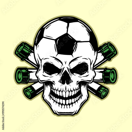 skull and crossbones with hand flare logo sticker vector design