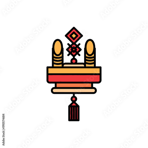 Buddhist prayer beads with tassel on white