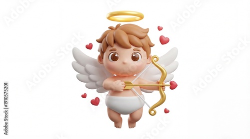 Adorable 3D Cupid with Bow and Arrow for Valentines Day.