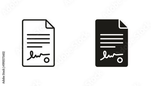 Signed Document Icon Vector for Contracts and Official Papers, document icon, contract symbol, signature icon, legal vector
