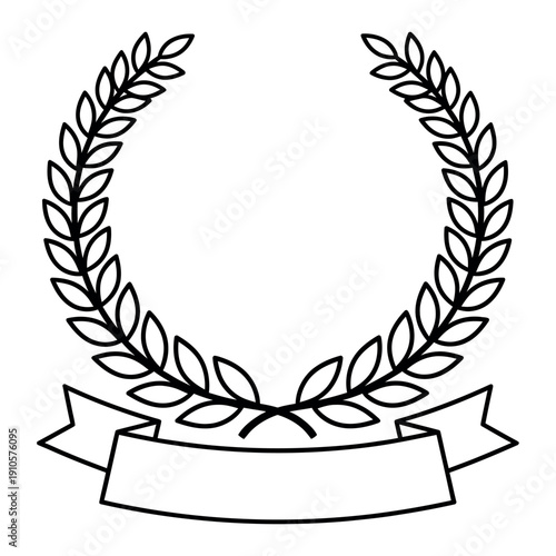Elegant laurel wreath with ribbon banner for awards and achievements