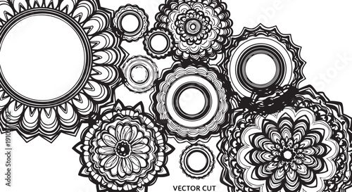 Black and white mandala designs for coloring book pages