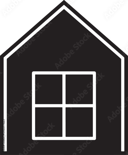 Simple house icon with white outline and four pane window