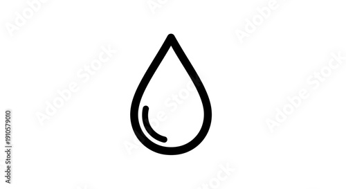 A simple black water drop icon on a white background