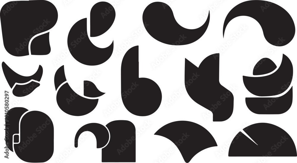 Fototapeta premium Abstract black shapes on a white background illustration design