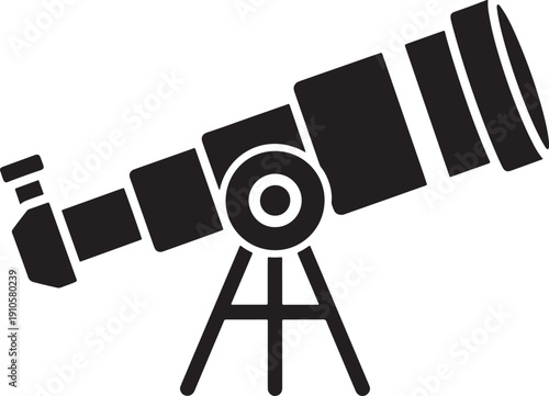 Simple telescope on tripod for stargazing and astronomy observations