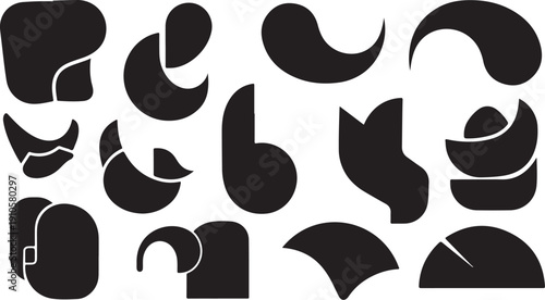 Abstract black shapes on a white background illustration design