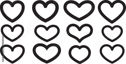 Black and white heart shapes on a clean background