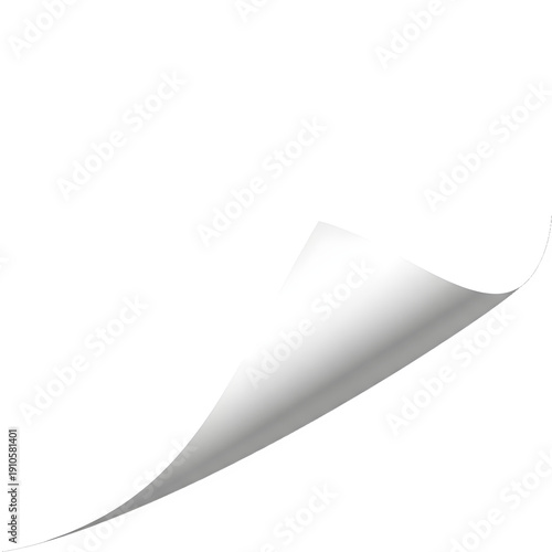 Schilderij op canvas White paper curl, peeling page corner effect, isolated on white or transparent b