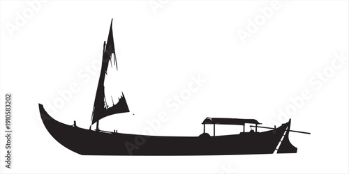 Luxury motor yacht silhouette set, front side rear top views, modern speed boat marine illustration isolated on white background vector