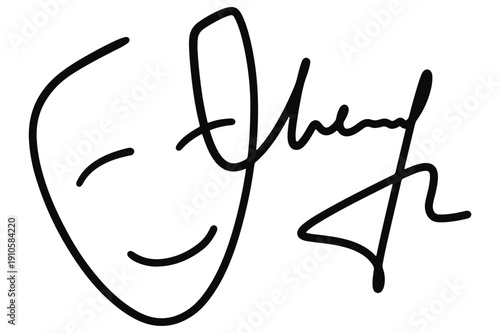 Signature With The Theme Of A Smiling Mask