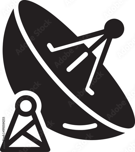 Satellite dish and receiver icon with stick figure on it