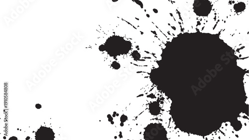 Abstract Black Ink Splatter Background – Grunge Brush Stain Texture

