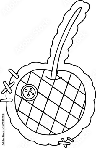 Cute Stitched Cherry Patch Line Art Illustration