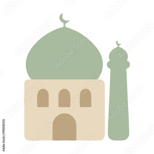 Simple Mosque Building Icon for Ramadan and Eid Flat Vector Illustration
