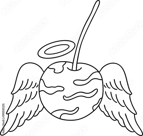 Cherry with Angel Wings Illustration