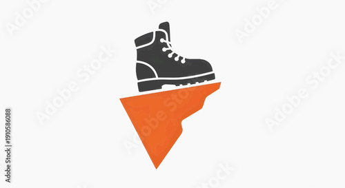 icon logo of a hiking boot silhouette standing at the edge of a steep drop
